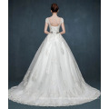 Vintage Retro Bag Shoulder V Neck and Cap Sleeves Princess Wedding Dress